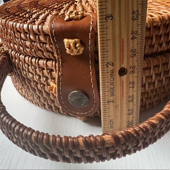 Woven Wicker Crossbody Purse Sustainable Hippie Folk Summer Bag - Picture 6 of 6